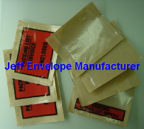 Self-adhesive packing list envelopes
