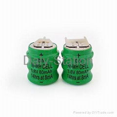 Ni-MH rechargeable cells 3.6V 80mAh