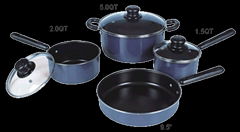 7PC straight shape non-stick cookware set(glass lid)