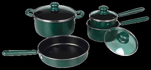 7PC straight shape non-stick cookware set(colour glass lid