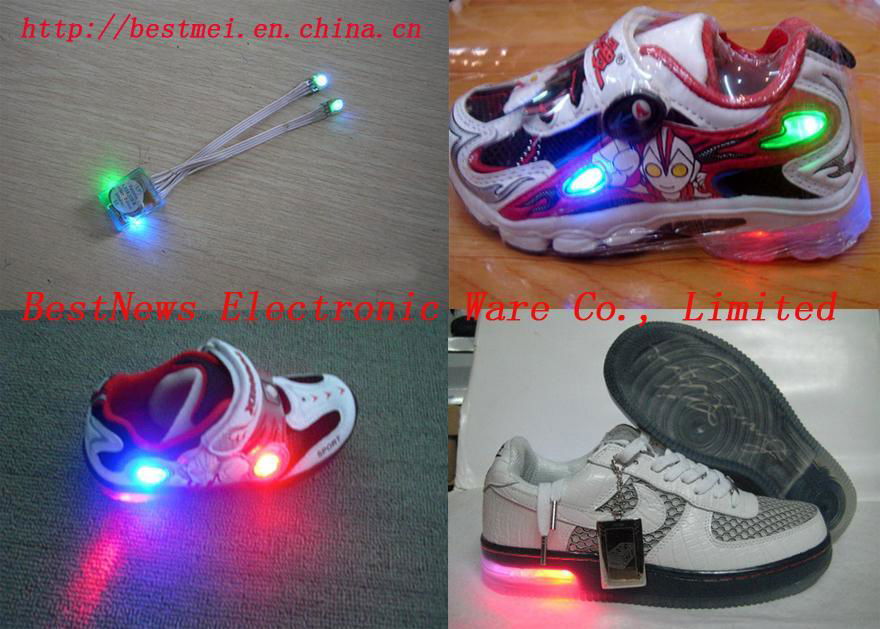 Seven Colourful LED Electronic flash shoes light/shoe with flashing LED light
