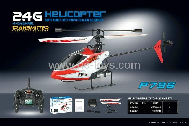 P796 2.4G 4CH  single blade rc helicopters toy