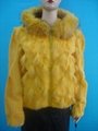 sheared rabbit fur coat,with wite fox frilled hood 3