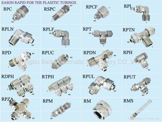 rapid fittings for the plastic tubings, pipe joints, pneumatic components