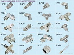 rapid fittings for the plastic tubings, pipe joints, pneumatic components