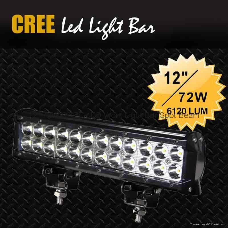 12" 72W CREE LED Work Light Bar Off-Road SUV ATV 4WD Spot/Flood Beam 6120lm IP67