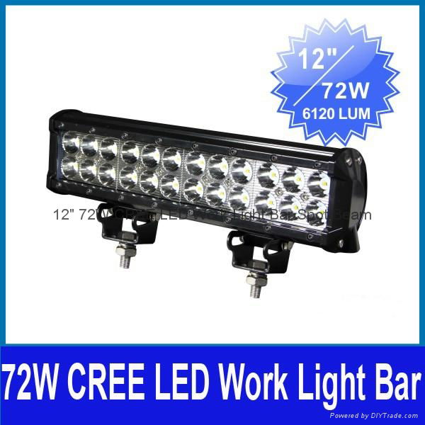 12" 72W CREE LED Work Light Bar Off-Road SUV ATV 4WD Spot/Flood Beam 6120lm IP67 2