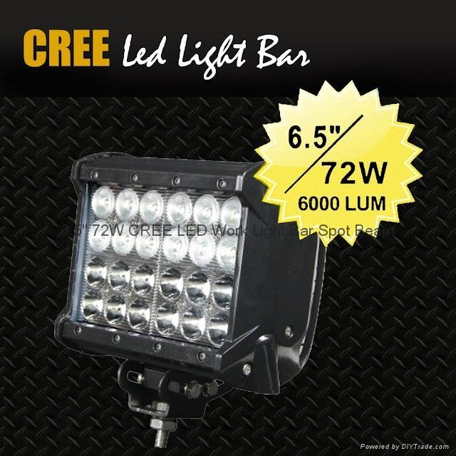 6.5" 72W CREE LED Work Light Bar Off-Road SUV ATV 4WD Spot/Flood Beam 6000lm