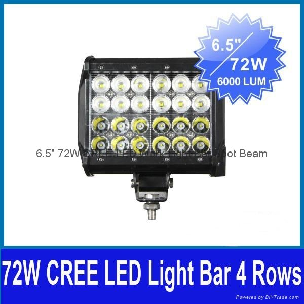 6.5" 72W CREE LED Work Light Bar Off-Road SUV ATV 4WD Spot/Flood Beam 6000lm 2