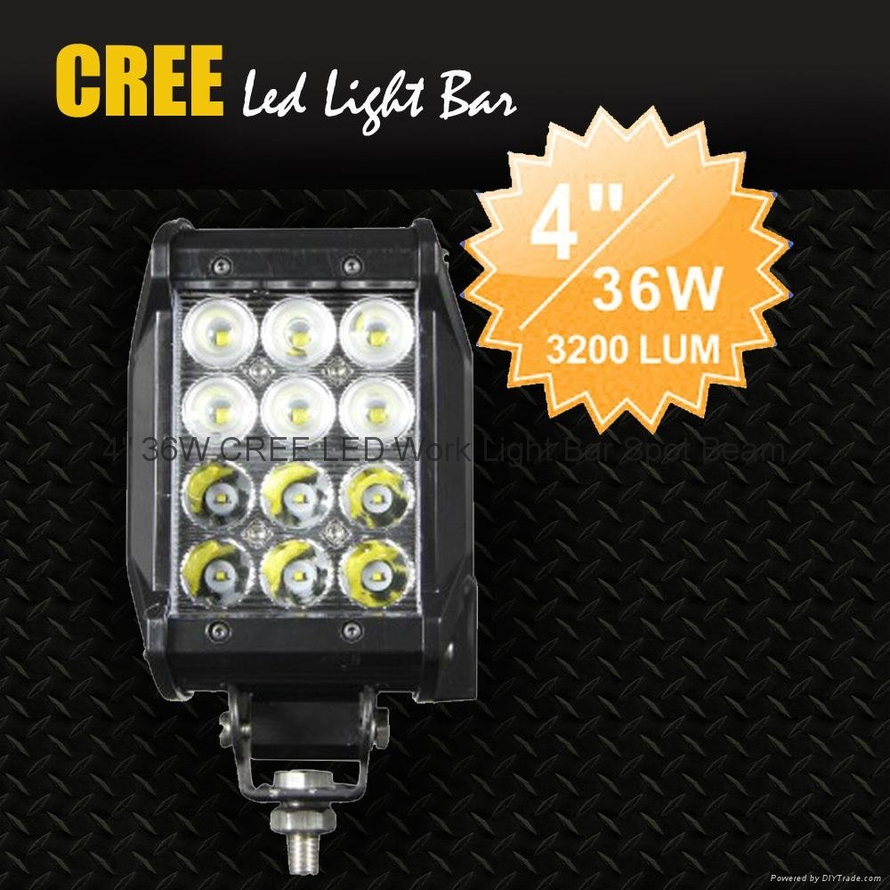 4" 36W CREE LED Work Light Bar Off-Road SUV ATV 4WD Spot/Flood Beam 3200lm IP67