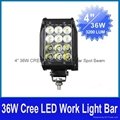 4" 36W CREE LED Work Light Bar Off-Road SUV ATV 4WD Spot/Flood Beam 3200lm IP67 2