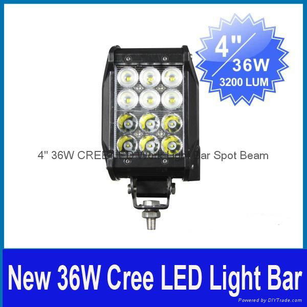 4" 36W CREE LED Work Light Bar Off-Road SUV ATV 4WD Spot/Flood Beam 3200lm IP67 3