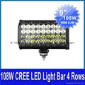 9" 108W CREE LED Work Light Bar Off-Road SUV ATV Spot/Flood Beam 9000lm 4 Rows 1