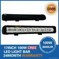 17" 100W CREE LED Work Light Bar 10-LED(10W) SUV ATV 4x4 Spot Flood Beam 8600lm 1