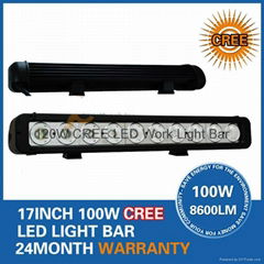 17" 100W CREE LED Work Light Bar 10-LED(10W) SUV ATV 4x4 Spot Flood Beam 8600lm