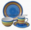 Stoneware handpainted circles 16pc dinner set