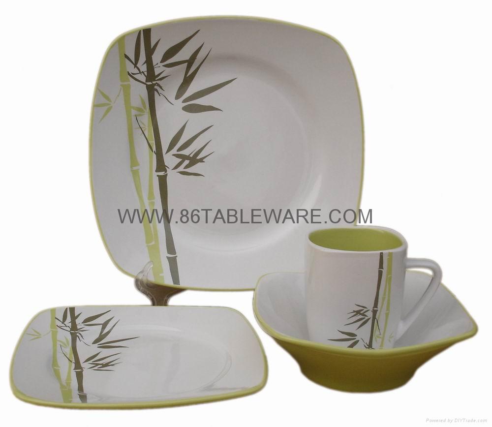 Two-tone glaze bamboo design