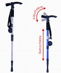 Retractable Alpenstock(crutch) with led torch (DS056)