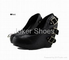 woman Italian style Flat inner heel covered PU Shoes with buckles