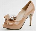 High heel fashion PU dress woman sandals with tie