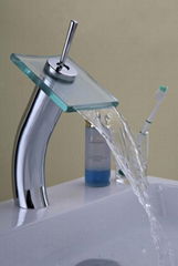 Glass waterfall faucet