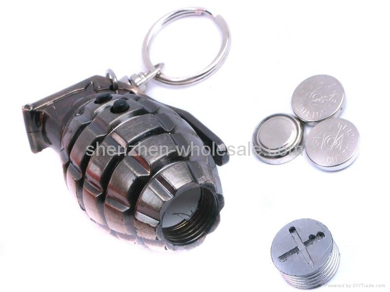 3 in1 Laser And LED Hand Grenade Shaped Keychain