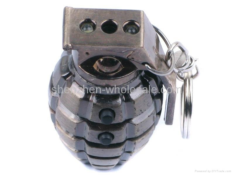 3 in1 Laser And LED Hand Grenade Shaped Keychain