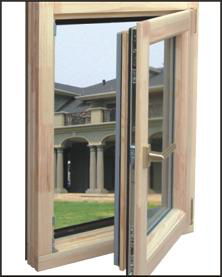 wood with aluminum cladding casement window