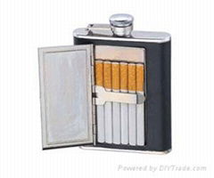 water or wine hip flask with cigar