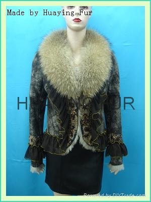 leather and fur jacket with fox collar