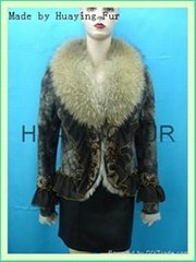 leather and fur jacket with fox collar