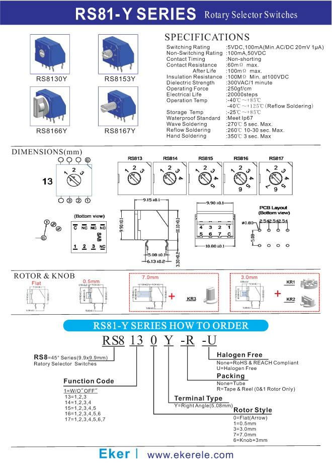 RS81Y系列直角侧插旋转选择开关 2