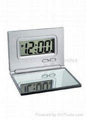 Folding LCD clock with mirrow