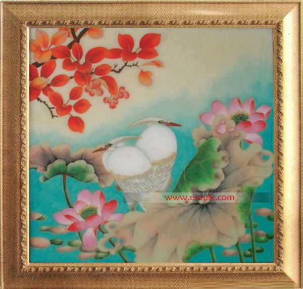 Cloisonne Picture--Flowers and birds 2