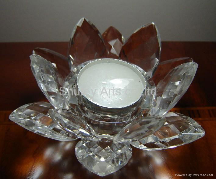 CRYSTAL LOTUS CANDLE HOLDERS 3