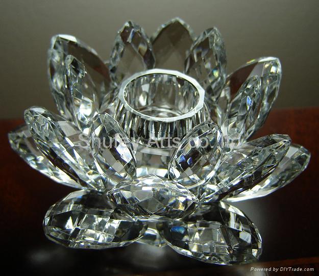 CRYSTAL LOTUS CANDLE HOLDERS 4