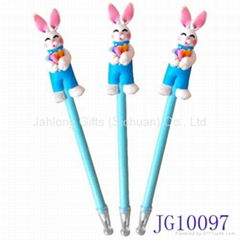 Lovely Handicrafted Polymer Clay Easter Bunnie Ball Pen Blue Promotional Pen