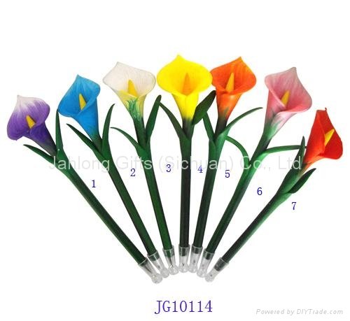Corporate Gift Handicraft Polymer Carnation Flower Ball Point Pens Garden Stake 2