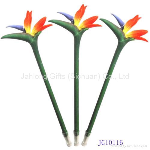 Corporate Gift Handicraft Polymer Carnation Flower Ball Point Pens Garden Stake 3