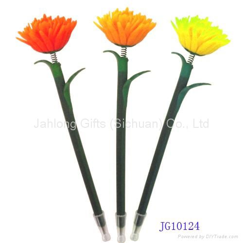 Corporate Gift Handicraft Polymer Carnation Flower Ball Point Pens Garden Stake 4