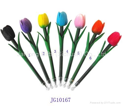 Corporate Gift Handicraft Polymer Carnation Flower Ball Point Pens Garden Stake 5