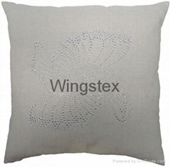 Linen/cotton blended rhinestone cushion cover