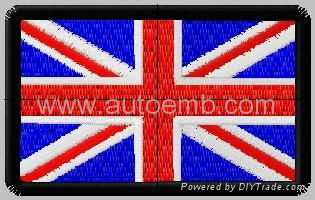 hot cut edge embroidery patch with velcro, embroidery flag, UK flag