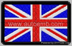 hot cut edge embroidery patch with velcro, embroidery flag, UK flag