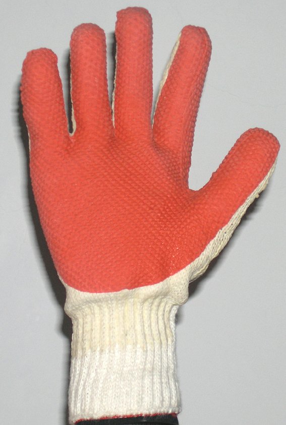 Paste rubber on  gloves