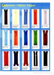 Nylon (Polyester) Zippers.