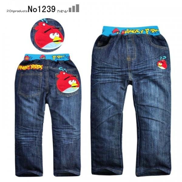 卡通Angry Birds儿童牛仔裤 