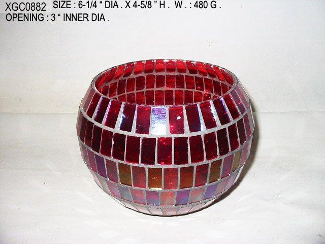 glass mosaic round ball candle holder