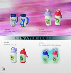 plastic water jug and dustpan, brush and