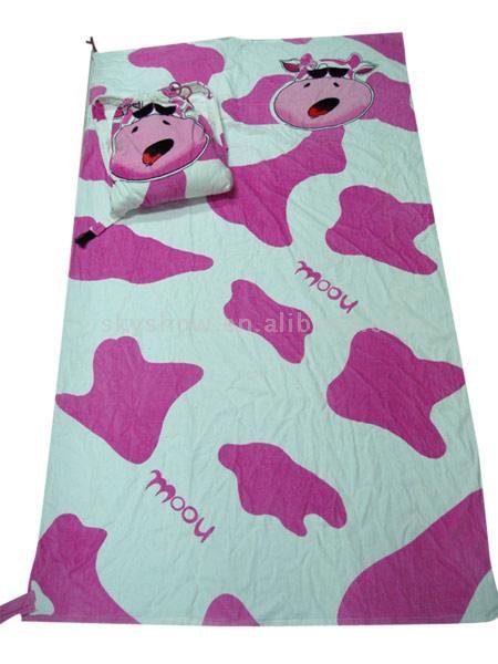 100% cotton printed towel with bag / backpack